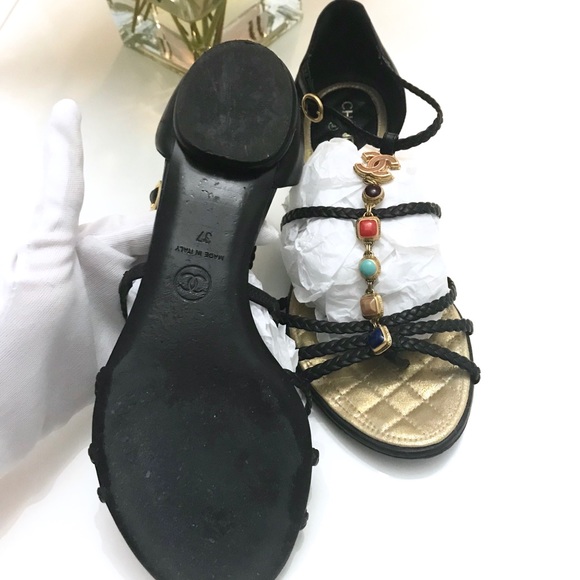 ♦️sold♦️Auth $995 Chanel leather jewelry sandals - Picture 6 of 6